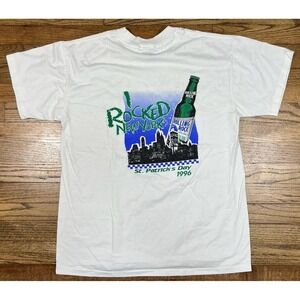 Vintage Rolling Rock Beer Single Stitch T-Shirt Size Large 90s Grunge Made USA